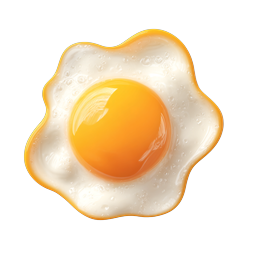 Realistic Fried Egg Icon - Sunny Side Up 3D Food Graphic