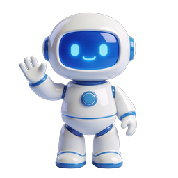 Friendly AI Robot Icon with Waving Gesture