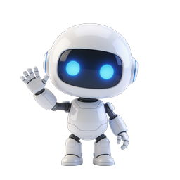 Friendly AI Robot Character Waving Icon | 3D Render