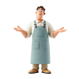 Freundliches Schürzen-Charakter 3D Cartoon Illustration Icon