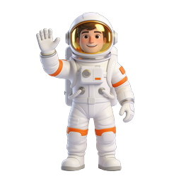 Friendly Astronaut Character Icon - 3D Waving Space Explorer