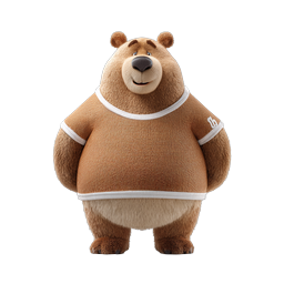 Friendly Cartoon Bear Character in T-Shirt 3D Icon