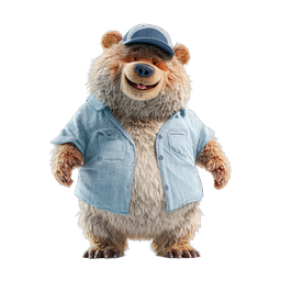 Friendly Bear Character 3D Rendered Mascot Icon