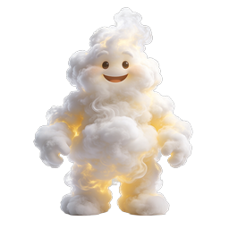 Friendly Cloud Character Icon with Warm Golden Glow