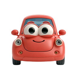 Cute Friendly Cartoon Car Character Icon