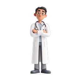 Friendly 3D Doctor Character Icon for Healthcare