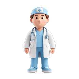 Friendly 3D Doctor Character Icon for Healthcare