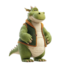 Friendly Cartoon Dragon Character Icon - 3D Rendered Mascot