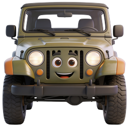 Friendly Cartoon Jeep Off-Road Vehicle Icon