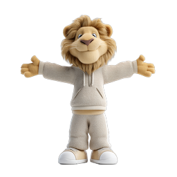 Friendly Lion Mascot 3D Character Icon