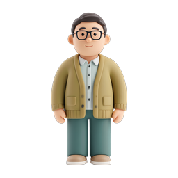 Friendly 3D Man Character Avatar with Glasses Icon