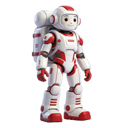 Freundliches Astronauten-Roboter-Charakter-Icon - 3D-Stil