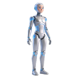 Friendly Futuristic Robot Character Icon - 3D AI