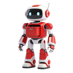 Friendly Red Robot Character 3D Icon | AI Assistant