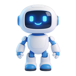 Icône 3D d'assistant IA robot amical - Robot bleu mignon