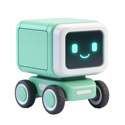 ไอคอนหุ่นยนต์ 3D เป็นมิตรพร้อมใบหน้ายิ้มเรืองแสง