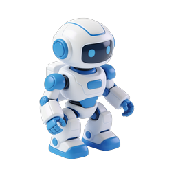 Friendly Blue and White Robot Icon - AI Technology