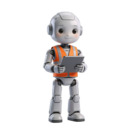 Friendly Robot Holding Tablet 3D Icon - AI Assistant