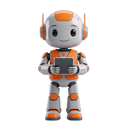 Friendly Robot Holding Tablet - 3D AI Character Icon