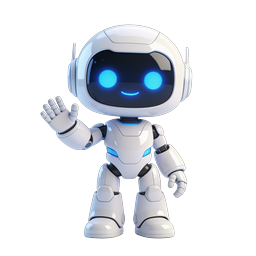 Friendly AI Robot Waving Icon - 3D Tech Mascot