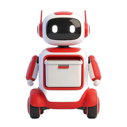 Friendly Red and White Service Robot 3D Icon