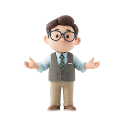 Ícone de Personagem Professor Amigável - Educador de Desenho Animado 3D