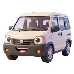 Friendly Cartoon Van 3D Icon - Cute Anthropomorphic Vehicle
