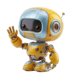 Friendly Waving Yellow Robot Character Icon