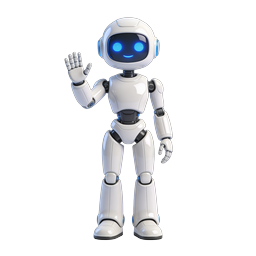 Friendly Waving Robot AI Character Icon