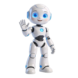 Friendly Waving Robot Icon - AI Character 3D Illustration