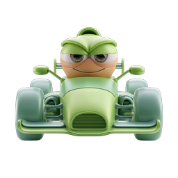 Frog Racer Cartoon Character Race Car Icon