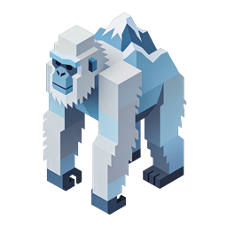Frost Gorilla Isometric 3D Icon - Ice Yeti Character