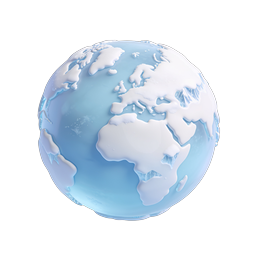 Frozen Earth Globe 3D Icon - Winter Planet Illustration