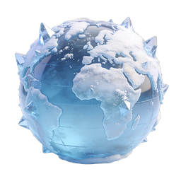 Frozen Ice Globe - 3D Earth Winter Icon