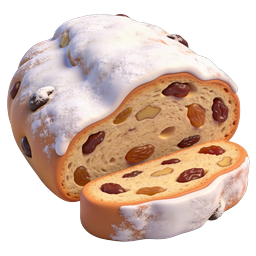Festive Fruit Bread Loaf with Powdered Sugar Icon