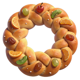 Fruit-Topped Braided Bread Wreath Icon - 3D Render