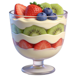 ไอคอน 3D ของหวานพาร์เฟต์ผลไม้สด | ถ้วยโยเกิร์ตแบบเลเยอร์