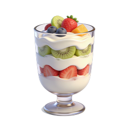 Fruit Parfait Dessert 3D Icon - Layered Yogurt & Fresh Fruit