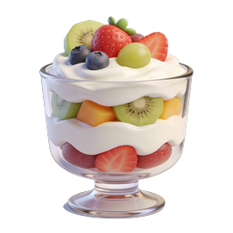 Fresh Fruit Parfait Dessert in Glass Cup | 3D Icon