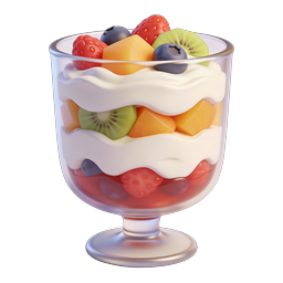Fruit Parfait Dessert Icon - 3D Realistic Food Icon