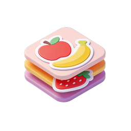 Colorful 3D Fruit Stack App Icon Design