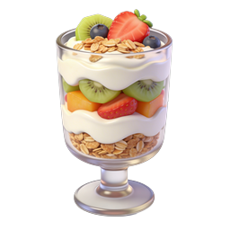 Realistic Fruit Yogurt Parfait Icon - 3D Dessert