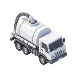 Isometric Fuel Tanker Truck Icon - Pixel Art Style