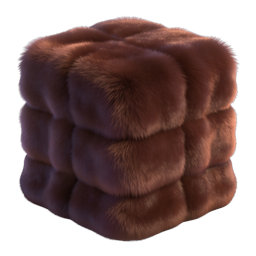 Realistic Brown Fur Cube 3D Render Icon