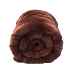 Realistic Brown Fur Sleeping Bag Rolled Icon