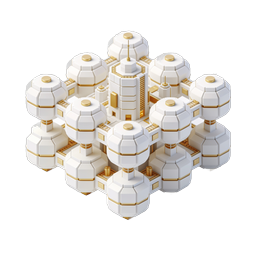Futuristic Isometric Building Complex Icon | 3D White & Gold