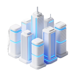 Icona edifici città futuristica - Smart City moderna 3D
