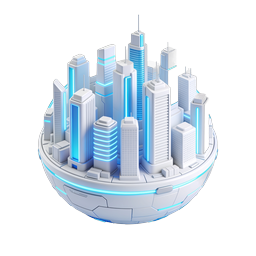 Futuristic Smart City 3D Icon | Neon Metropolis