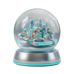 Globo di neve città futuristica - Icona urbana sci-fi
