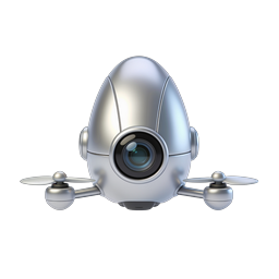 Futuristic Drone Camera Icon | 3D Silver Tech